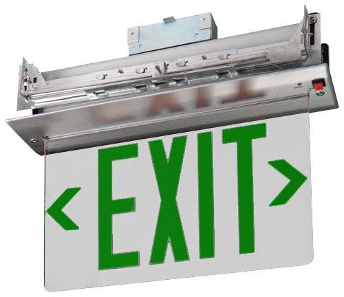 Green Recessed Edge Lit Exit Sign Emergency Lighting